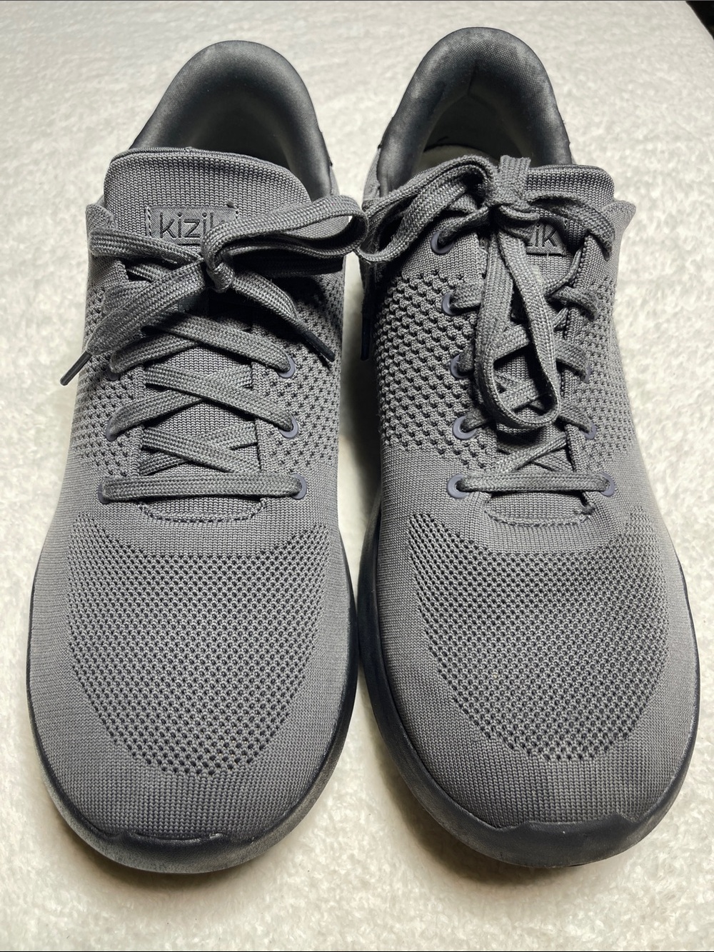 Kizik Men’s Gray Knit Athletic Sneakers - Comfortable Everyday Trainer Size 15 W
